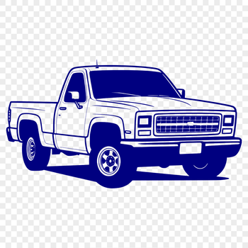 A vector illustration of a classic pickup truck with detailed features and design elements.