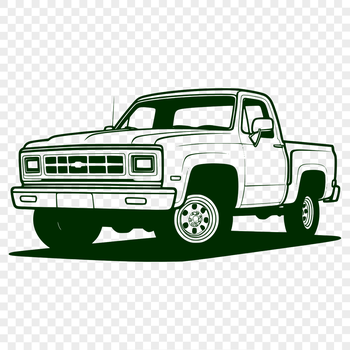 A 2D vector illustration of a pickup truck, suitable for digital design projects.