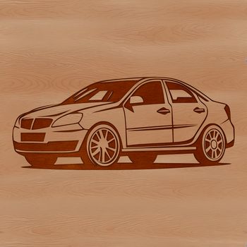 A 2D representation of a vehicle in vector format.