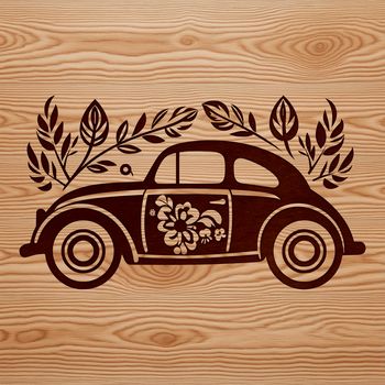 A digital illustration of a vehicle with floral accents and modern design elements.