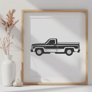 A detailed illustration of a pickup truck, suitable for vector editing in software like Adobe Illustrator or Procreate.