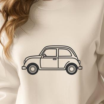 A simple line art illustration of a vehicle with sleek design.