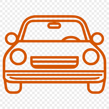 A simple line drawing of a car, designed as clip art for various digital projects.