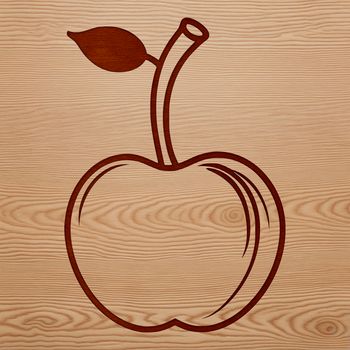 A vector illustration of a single cherry fruit with smooth skin and stem.