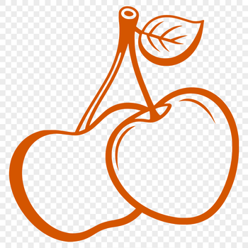A simple illustration of a cherry fruit with a stem.