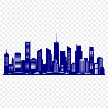 A stylized city skyline illustration created in vector format.
