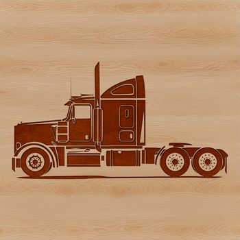 A 2D vector illustration of a semi truck, suitable for graphic design and cutting machine applications.