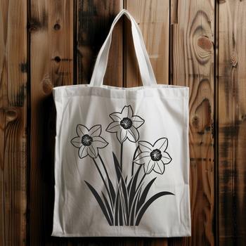A vector illustration of a daffodil flower with trumpet-shaped petals and a long green stem.