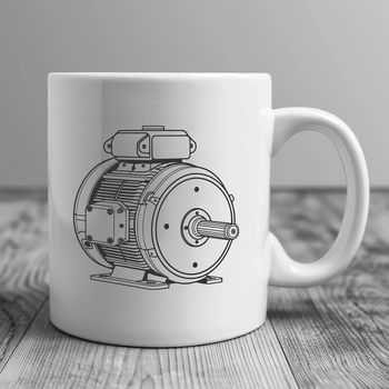 A high-tech illustration of an electric motor with detailed components.