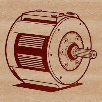 SVG graphic representation of a motor with precision-engineered design elements.
