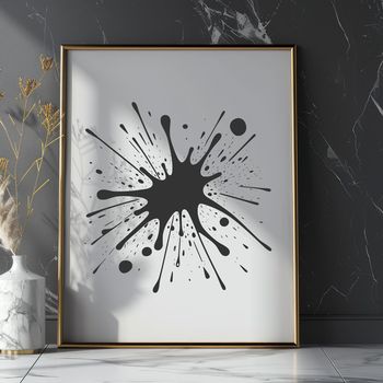 A colorful illustration of a splat shape with irregular edges and texture.