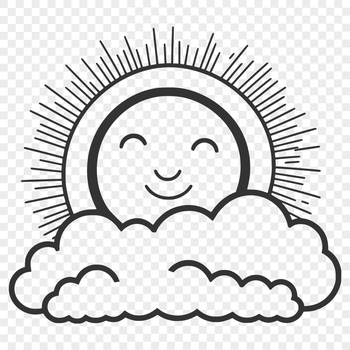 Vector illustration of the sun in various cloud formations