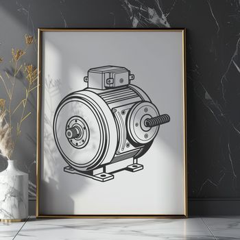 A vector representation of a motor engine, suitable for graphic design and digital cutting projects.