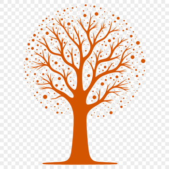 A digital representation of a tree designed as a clip art element.