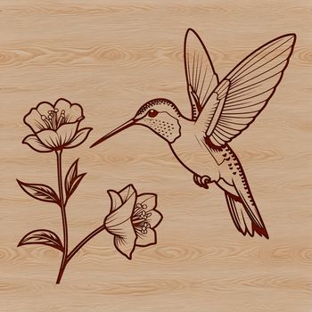 A colorful hummingbird perched on a floral branch, ideal for personal or commercial vector art projects.
