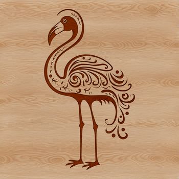 A stylized illustration of a flamingo bird with distinctive features.