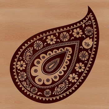 A detailed paisley shape used as an ornate embellishment for various designs.