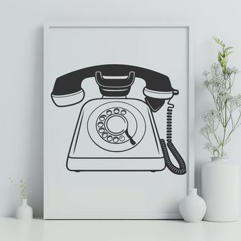 A digital representation of a standard telephone device with a clear screen and keypad.