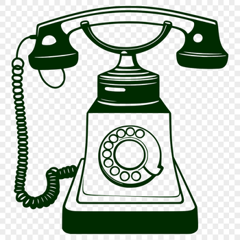 An illustration of a classic phone with a dial tone keypad.
