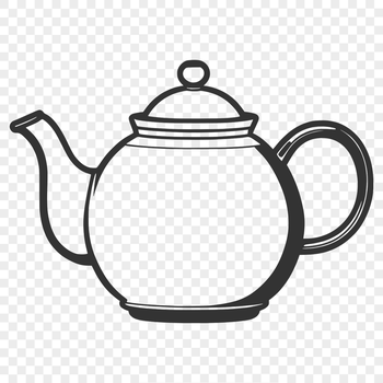 A minimalist illustration of a classic teapot with ornate details, perfect for graphic design projects.
