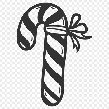 A red and white striped candy cane illustration, suitable for holiday decorations.