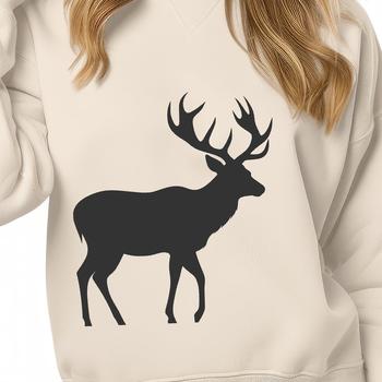A detailed vector illustration of a deer in full-body silhouette.