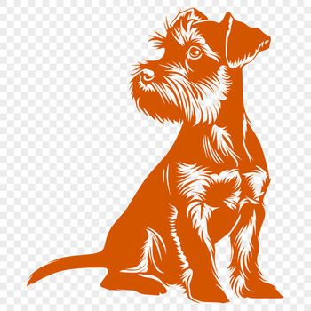 An outline vector graphic of a miniature schnauzer in a seated position.