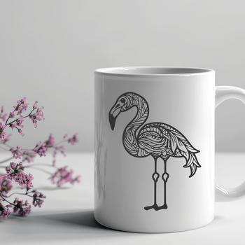 A detailed illustration of a flamingo's full body, featuring its distinctive feathers and long legs.