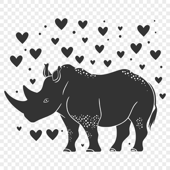 A rhinoceros figure with heart details for personal or professional projects.
