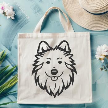A simple line drawing of a Shetland sheepdog's head, suitable for pet owners and animal lovers.