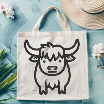 Simple line drawing illustration of a cow's full body.