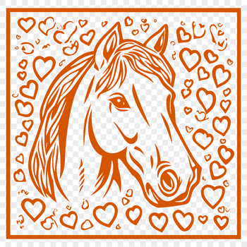 Horse with decorative love hearts in a vector design format suitable for digital cutting machines and graphics software.