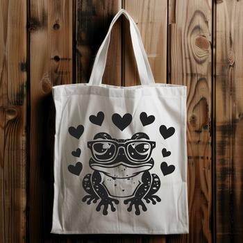 A colorful illustration of a toad's full body with love hearts surrounding it, ideal for digital crafting and design.