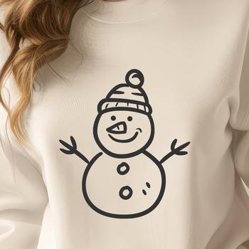 A simple winter icon featuring a snowman made from stacked snow blocks.