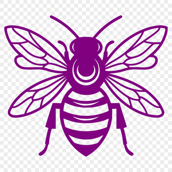 A stylized illustration of a bee's full body, showcasing its distinctive features.