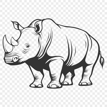 A detailed illustration of a rhino from the side view.