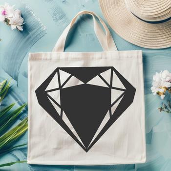 A geometric illustration of a single diamond shape in a clean vector format.