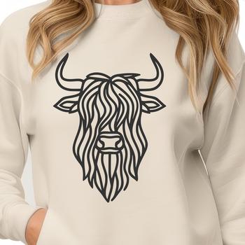 Free Unique Highland Cow Illustration DXF - Commercial Use