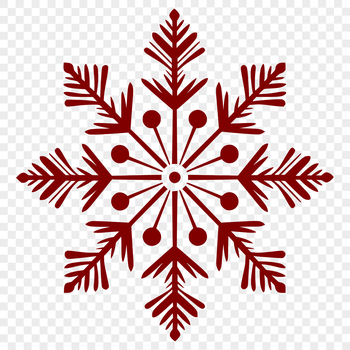 A delicate, six-pointed snowflake with intricate patterns, suitable for winter designs and Christmas themes.