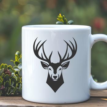 An SVG graphic design element depicting a stylized deer's face in a single color.