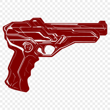 A high-resolution vector design of a hand-held firearm with detailed features.