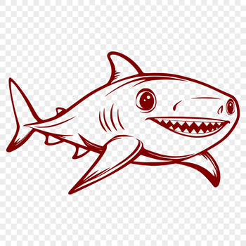 A simple illustration of a shark, suitable for digital use in various formats.