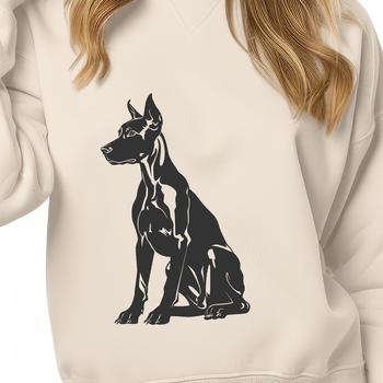 A detailed illustration of a Doberman Pinscher in full body pose, suitable for vector art and design.