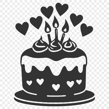 A colorful cake design with love hearts featuring vector graphics, ideal for crafting or digital editing.
