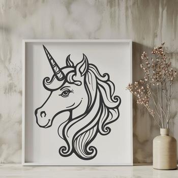 A mythical creature with a horse's body and a single horn on its forehead, suitable for use in vector design and digital art.