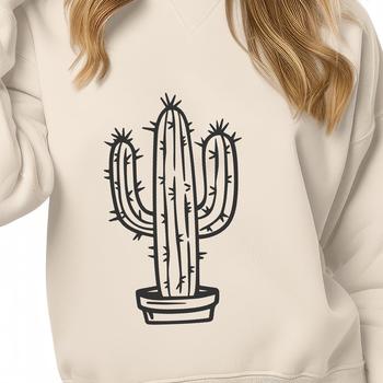A detailed vector design featuring a prickly cactus silhouette in a simple composition.