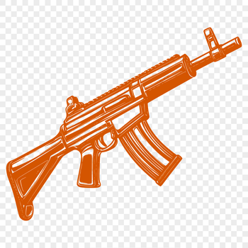 A detailed, scalable illustration of a rifle for design and crafting projects.