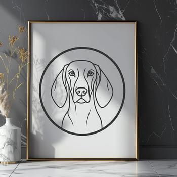 A detailed illustration of a Weimaraner dog in vector format.
