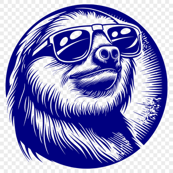A sloth wearing trendy sunglasses on its head, depicted in vector format.