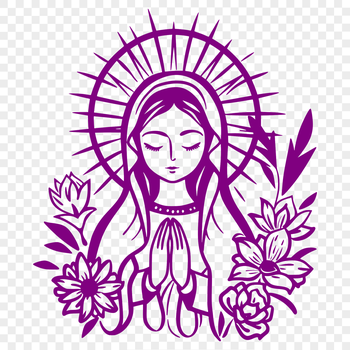 Vector representation of Our Lady of Guadalupe in a traditional and elegant style.